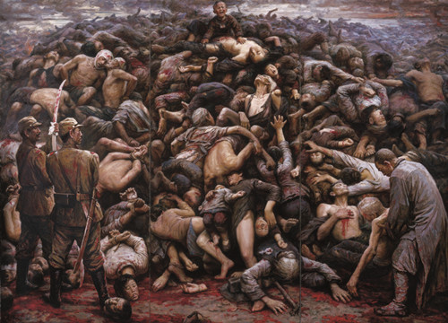 油画《南京大屠杀 屠·生·佛》