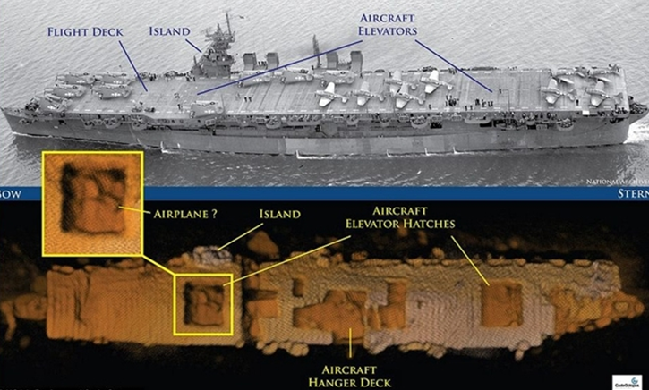 美二战时期沉没航母照片曝光 船体完整