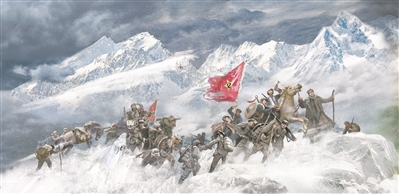 红军过雪山中国画