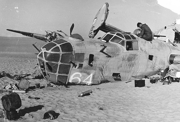 A close-up of the Lady Be Good. The remains of ...