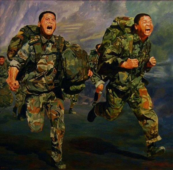 这是一组关于中国军队的手绘迷彩画,展示了不同时期,当代我军风采.