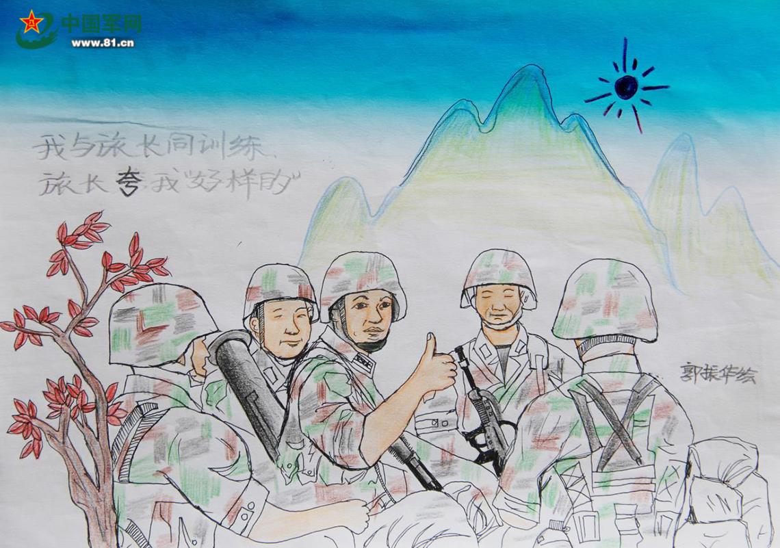 手绘丨这个士官厉害!一支笔画出这么大"阵仗"
