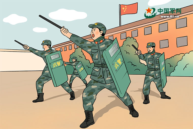 军营漫画|武警官兵这样学习两会精神 - 中国军网
