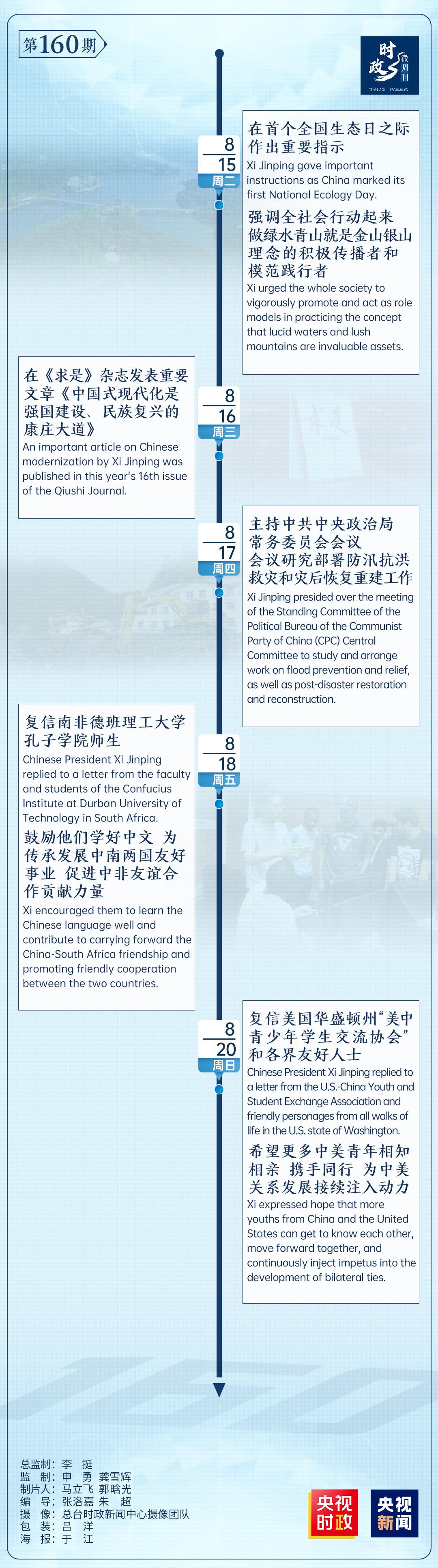 时政微周刊丨总书记的一周（8月14日—8月20日） - 中国军网