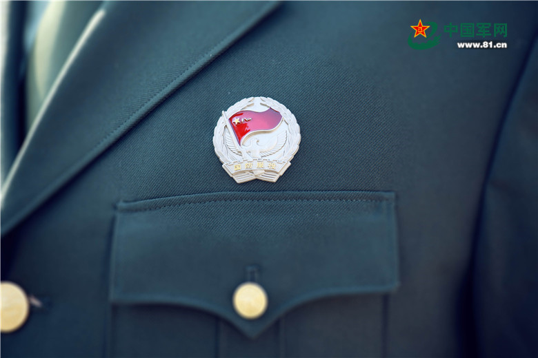 国防服役章:由和平鸽,国旗或者军旗,橄榄枝,长城,国防服役字样组成