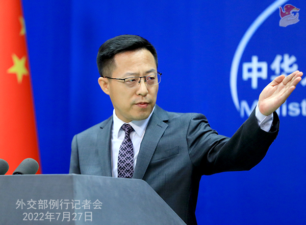 2022年7月27日外交部发言人赵立坚主持例行记者会 - 中国军网