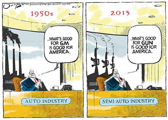 从政治漫画看美国社会激辩枪支管控问题 - 中国军网