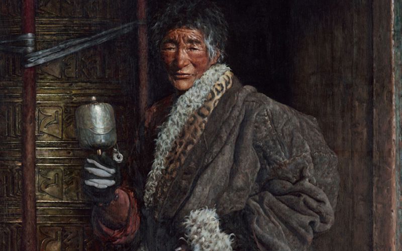 资料图:油画《朝圣的老人》 王立平 作