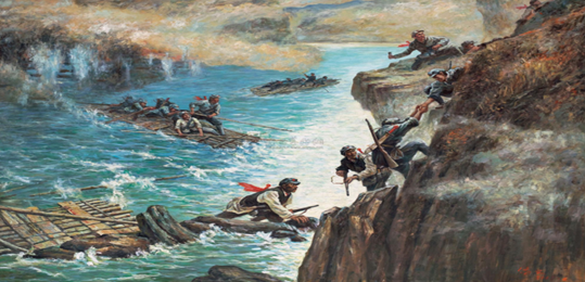 第二师第四团先后在乌江回龙场渡口和江界河渡口强渡成功