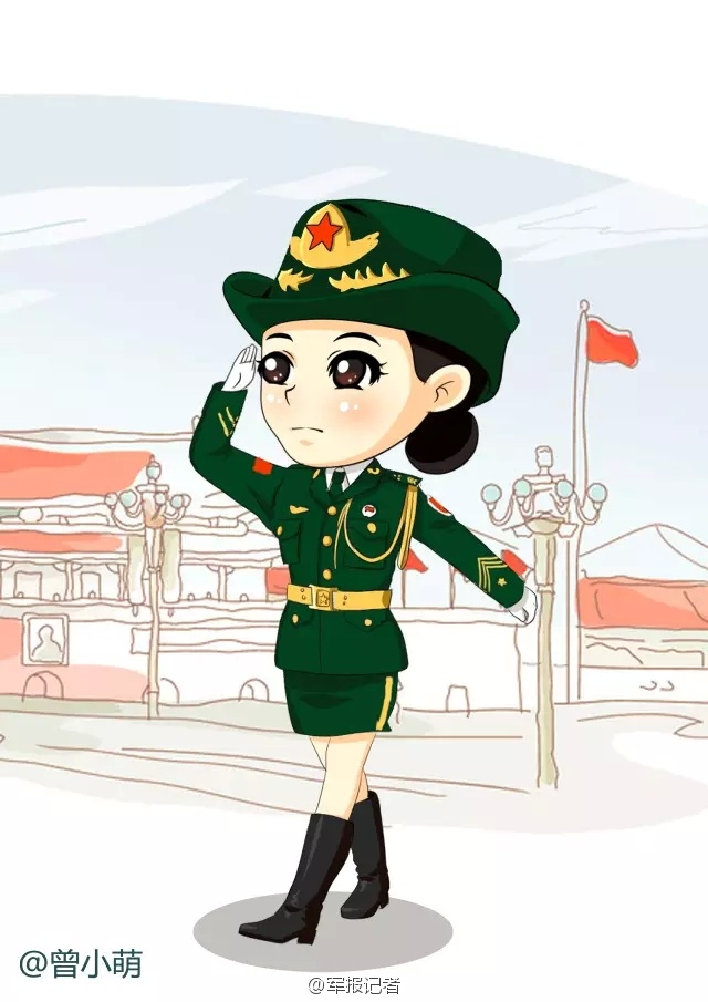 英姿飒爽的三军仪仗队女仪仗队员