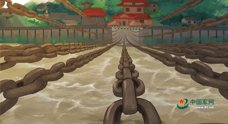 红军横渡铁索桥简笔画图片