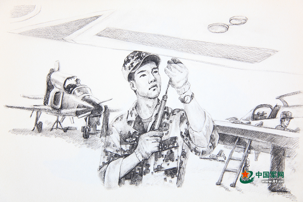 素描丨用辛勤的双手托举战鹰,他们是光荣的机务兵