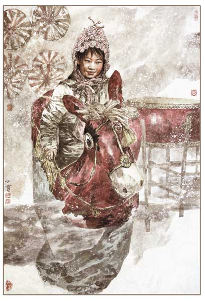 小花照雪一年春(中国画) 仓小宝