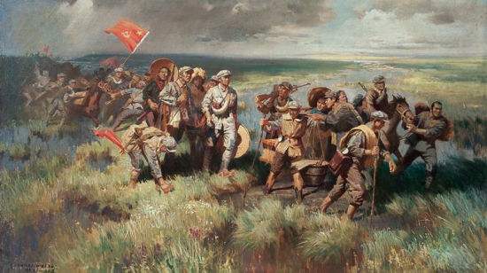 资料图:油画《长征·过草地》