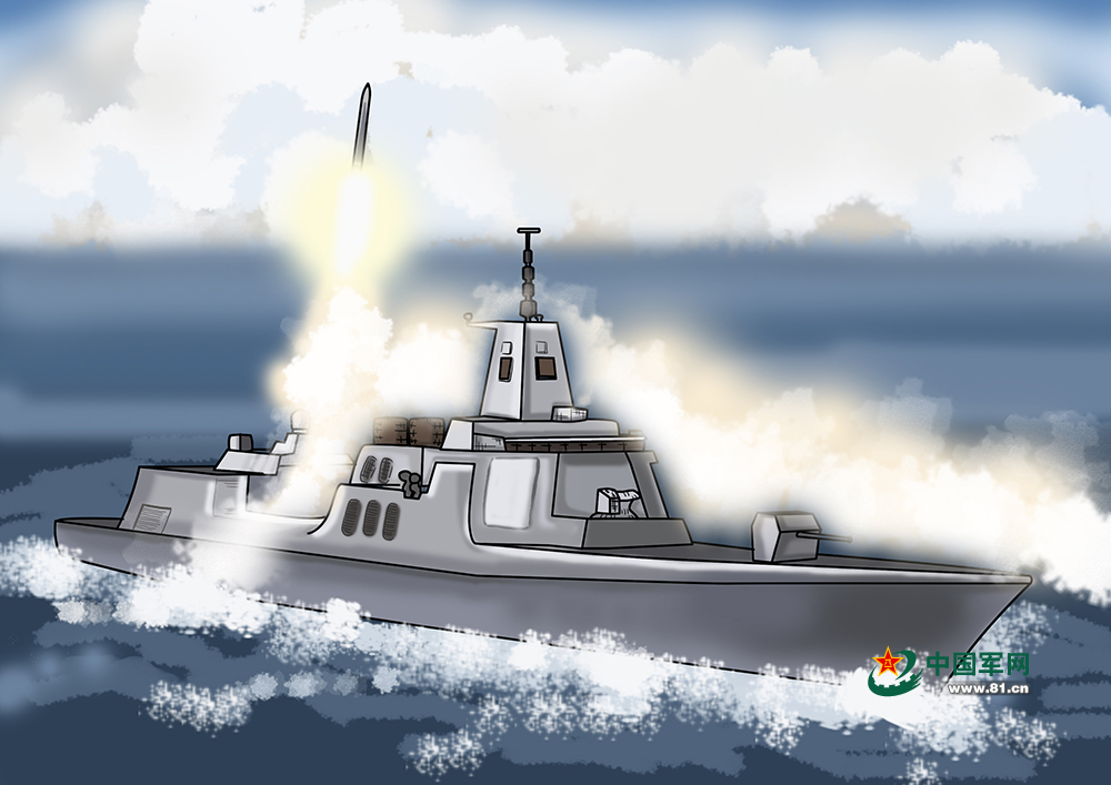 国产055型导弹驱逐舰下水