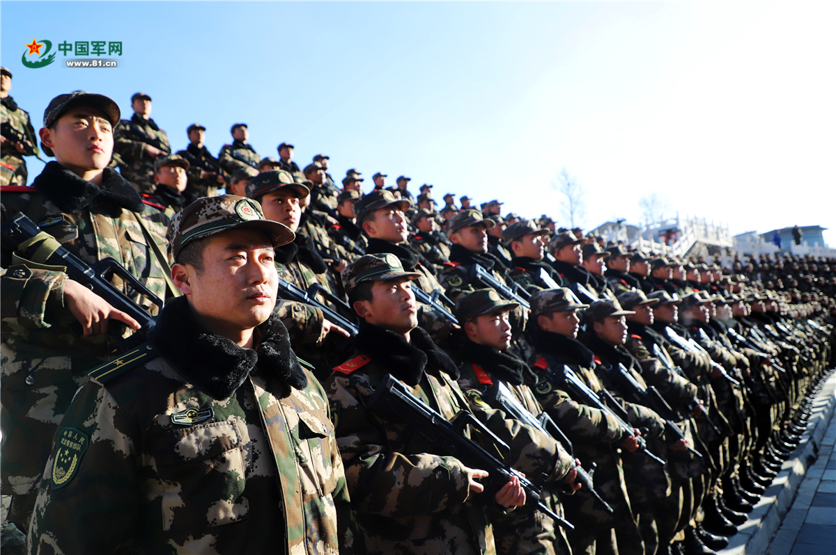 巨幅党旗下宣誓 武警北京总队某部官兵誓言震撼人心 - 中国军网
