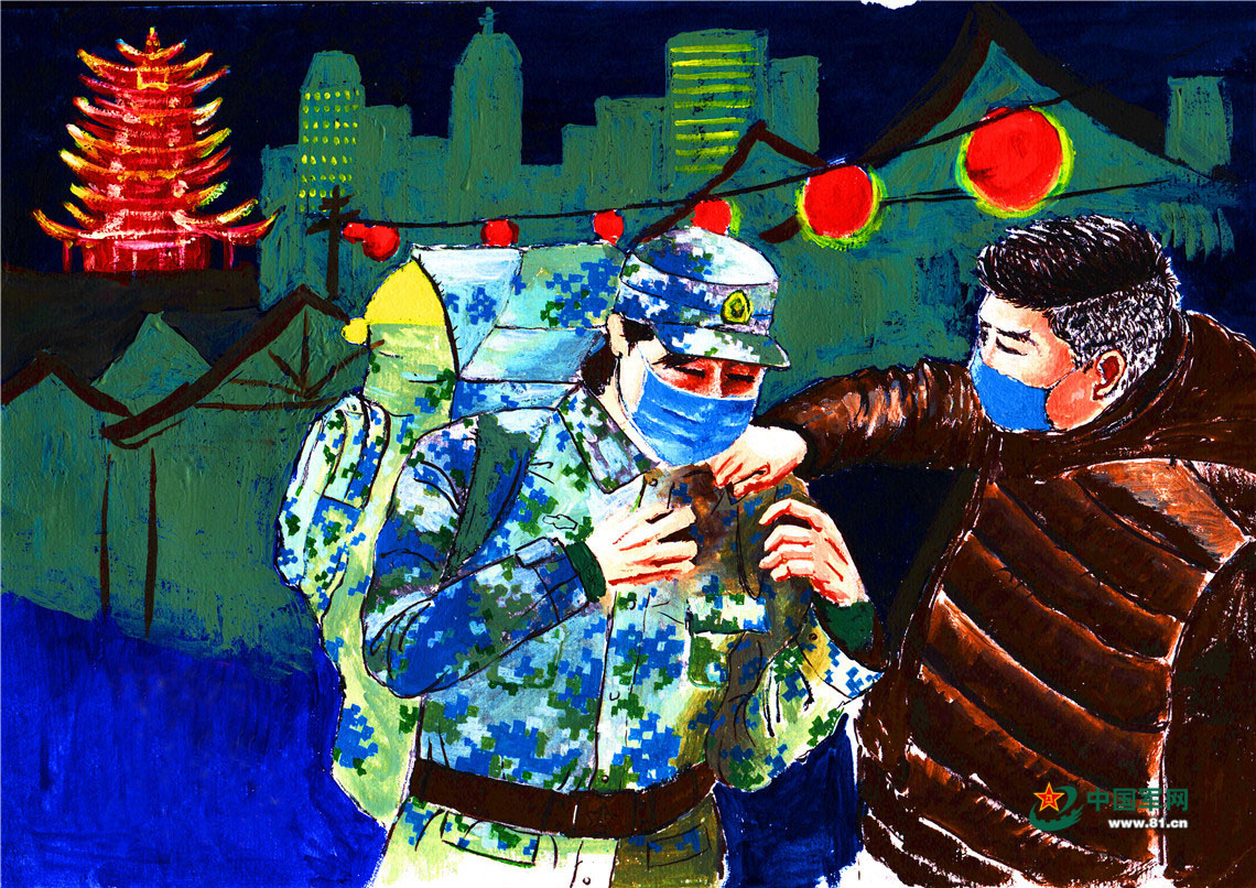 漫画疫瞬间丨致敬抗击疫情一线的军人身影