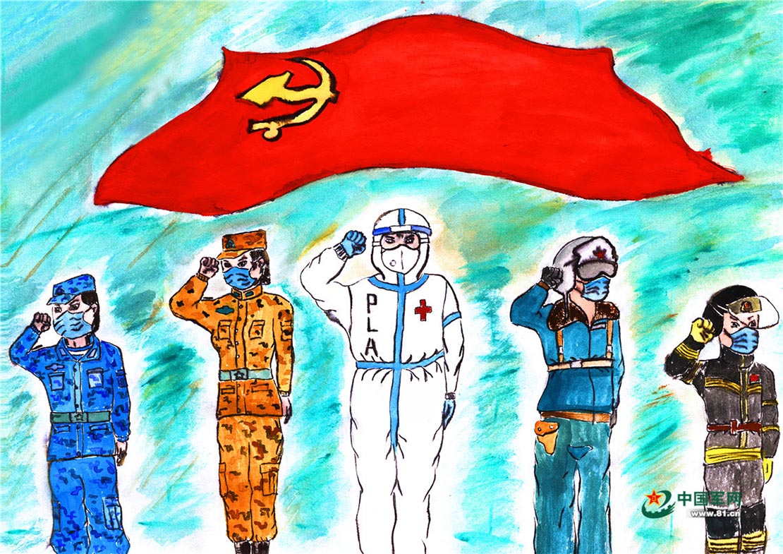漫画疫瞬间丨致敬抗击疫情一线的军人身影