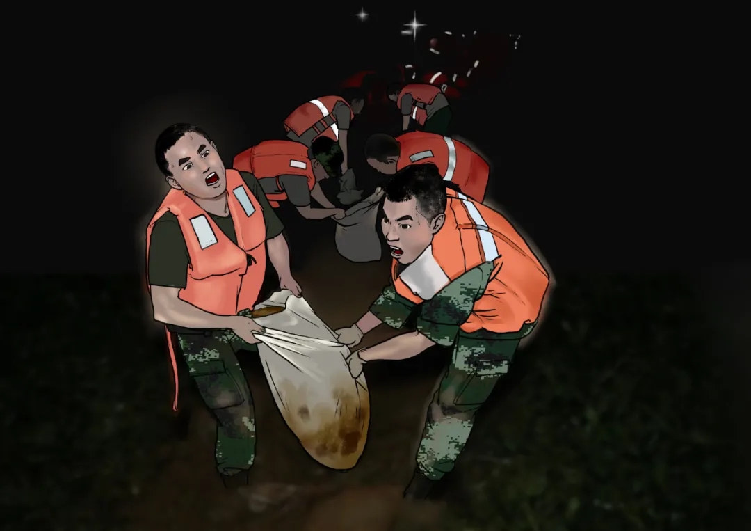 一组手绘军漫,致敬抗洪一线战友!