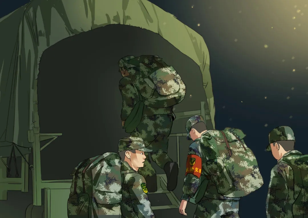一组手绘军漫,致敬抗洪一线战友!