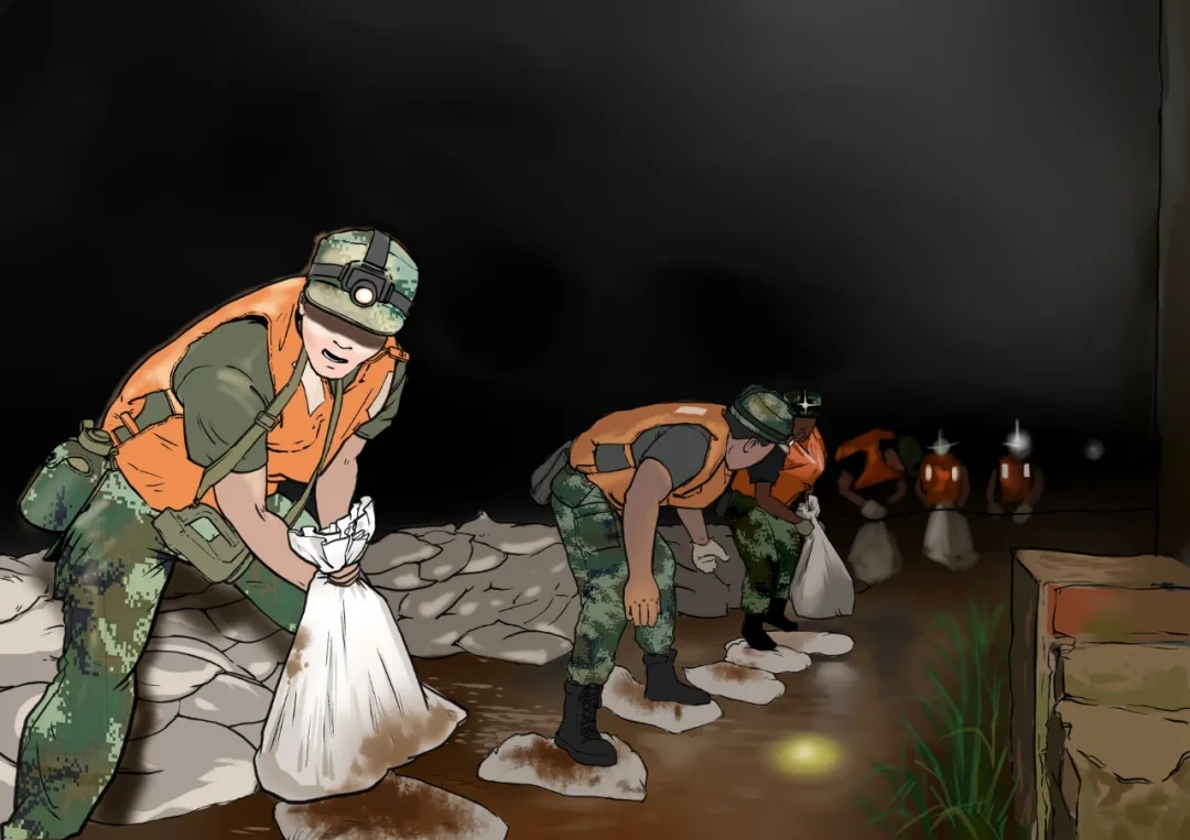一组手绘军漫,致敬抗洪一线战友!