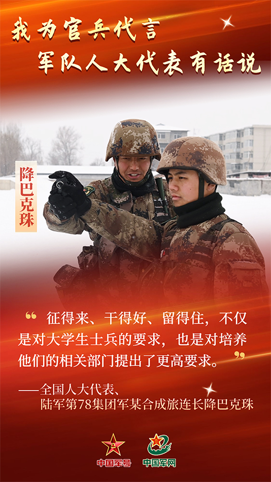 军队人大代表有话说⑥丨降巴克珠:优化培养模式,让大学生士兵征得来